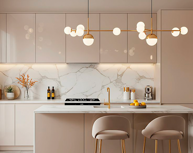 kitchen-calacatta Stone slabs for interior design in a modern luxury kitchen