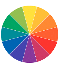 color_wheel_03 Color wheel illustrating tertiary colors created from blending primary and secondary hues, showing gradual color transitions
